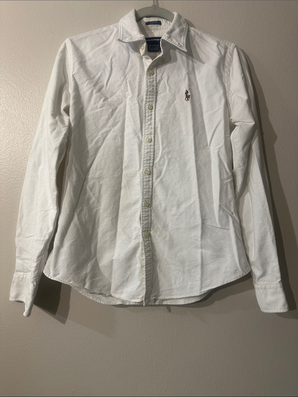 Ralph Lauren sport slim fit women’s White Oxford Button-Down Shirt Sz 8